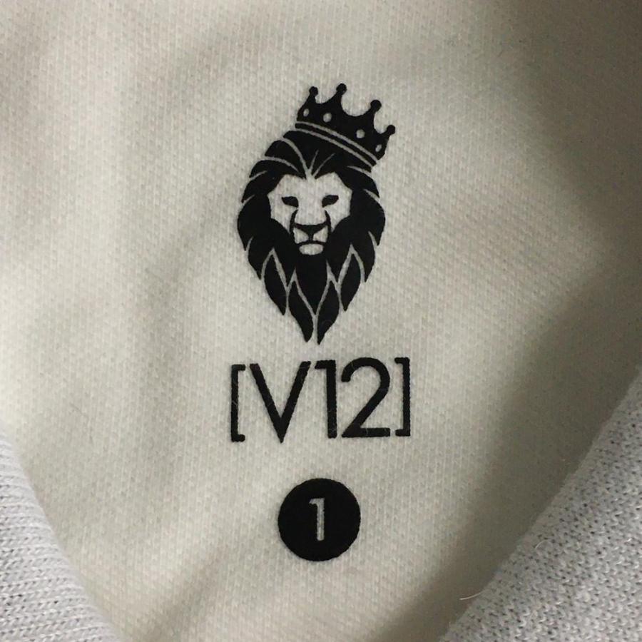 V12（ヴィ・トゥエルヴ） 半袖ポロシャツ 白×ネイビー 襟星柄