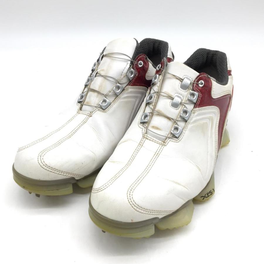 超美品カッコいい★フットジョイゴルフシューズ 26ホワイト/レッド/ メッシュなのに防水！オン/オフ兼用、FJのスパイクレスゴルフシューズ