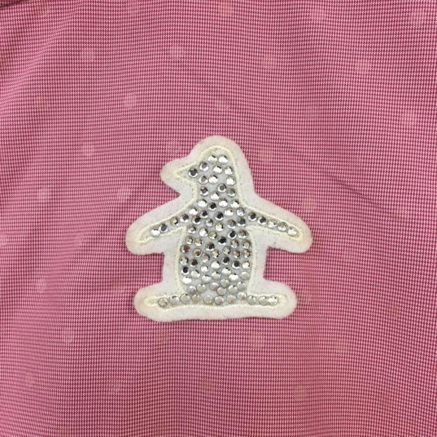 マンシングウェア ロングベスト ピンク ダブルジップ ラインストーン  