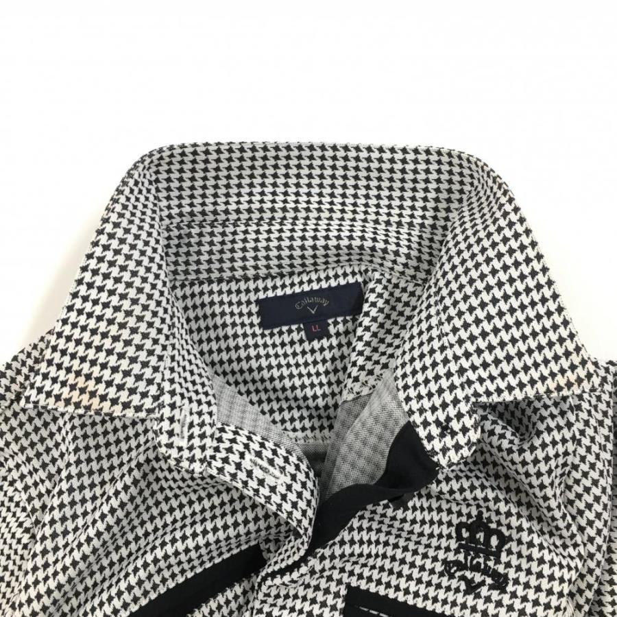 【新品未使用品】Callaway 千鳥格子柄 長袖ポロシャツ Lサイズ Callaway（キャロウェイ） 長袖ポロシャツ 黒×白 千鳥格子 総柄