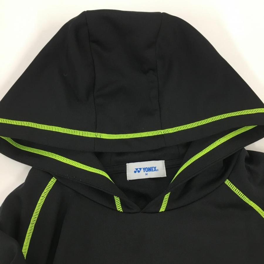 YONEX（ヨネックス） 長袖パーカー 黒×蛍光イエロー ポケット付き