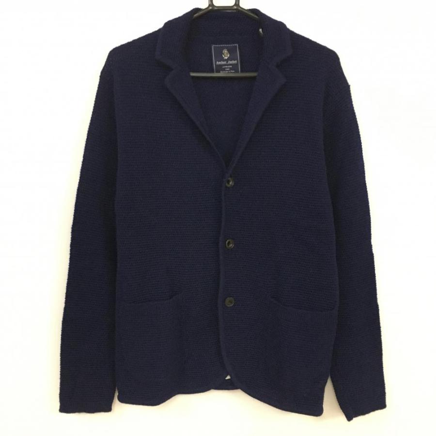 美品•現行✨J.PRESS ニット テーラードジャケットネイビー L アンカー Jプレス ニットテーラードジャケット ネイビー Anchor jacket ウール