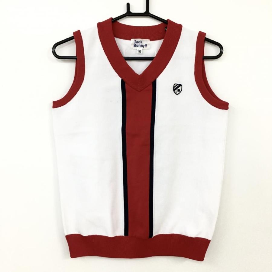 ジャックバニー　ジュニア150 ベスト 35%OFF価格／Jack Bunny ジャックバニー ニットベスト 白×レッド