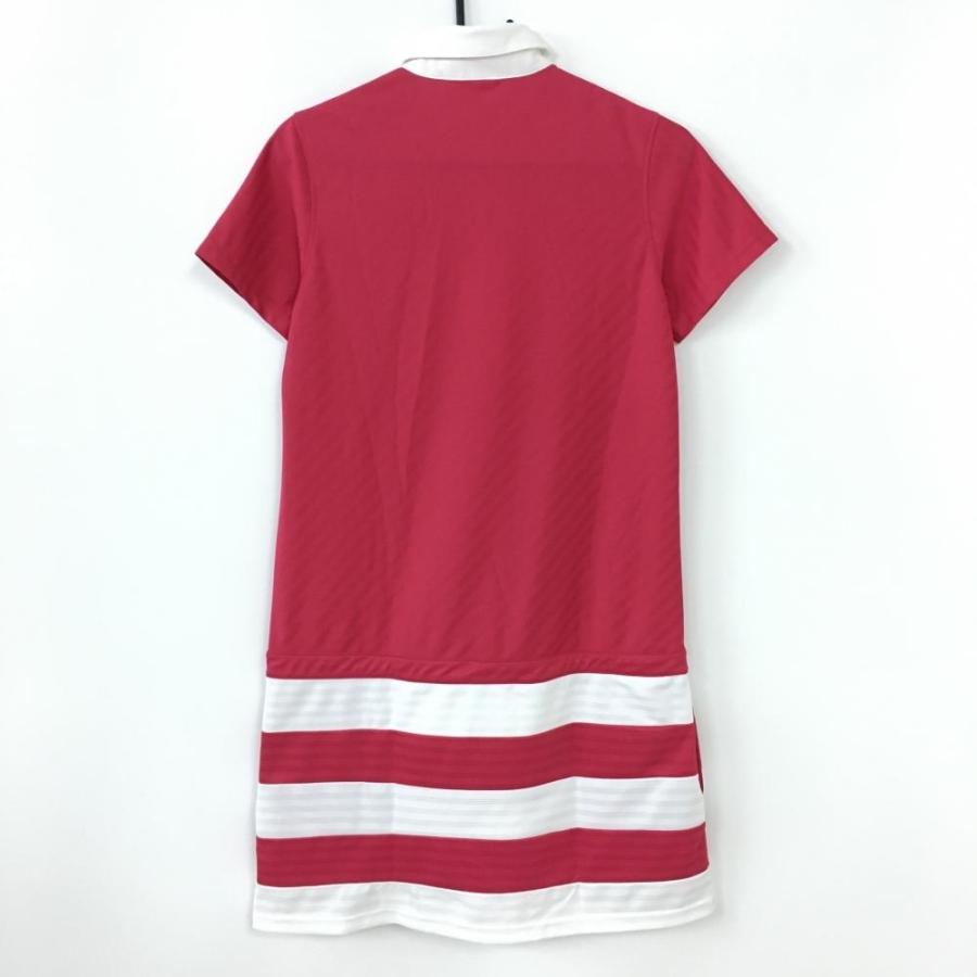 美品☆  アディダス ☆ 半袖ポロワンピース ボーダー S/P 50%OFF価格／adidas アディダス 半袖ポロワンピース ピンクレッド×白
