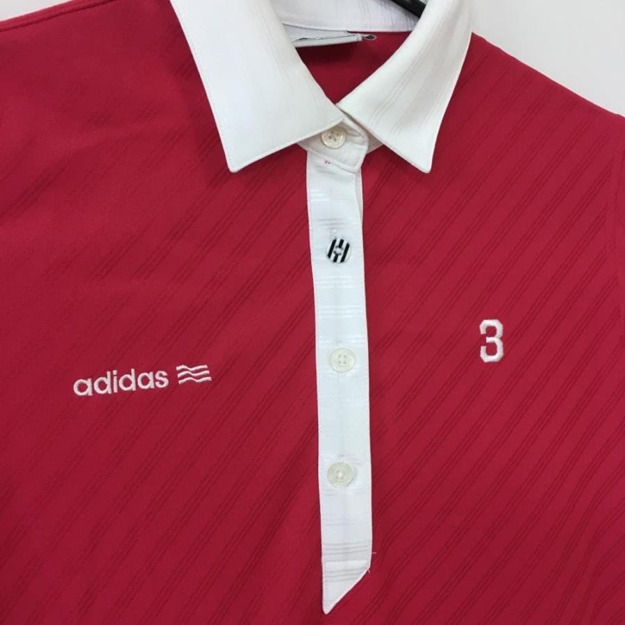 50%OFF価格／adidas アディダス 半袖ポロワンピース ピンクレッド×白