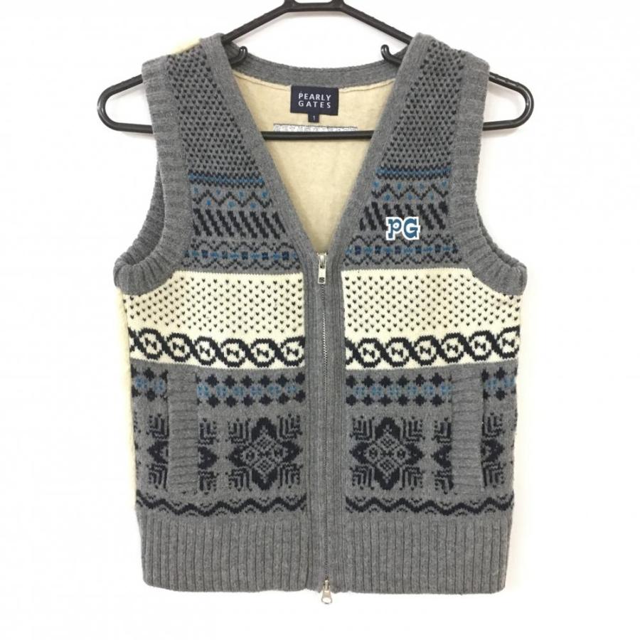 25%OFF価格／(美品)PEARLY GATES パーリーゲイツ ニットベスト グレー