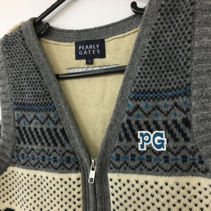 新品PEARLY GATES サイズ1カシミヤ混総柄ニットベスト ¥37.400 25%OFF価格／(美品)PEARLY GATES パーリーゲイツ ニットベスト グレー