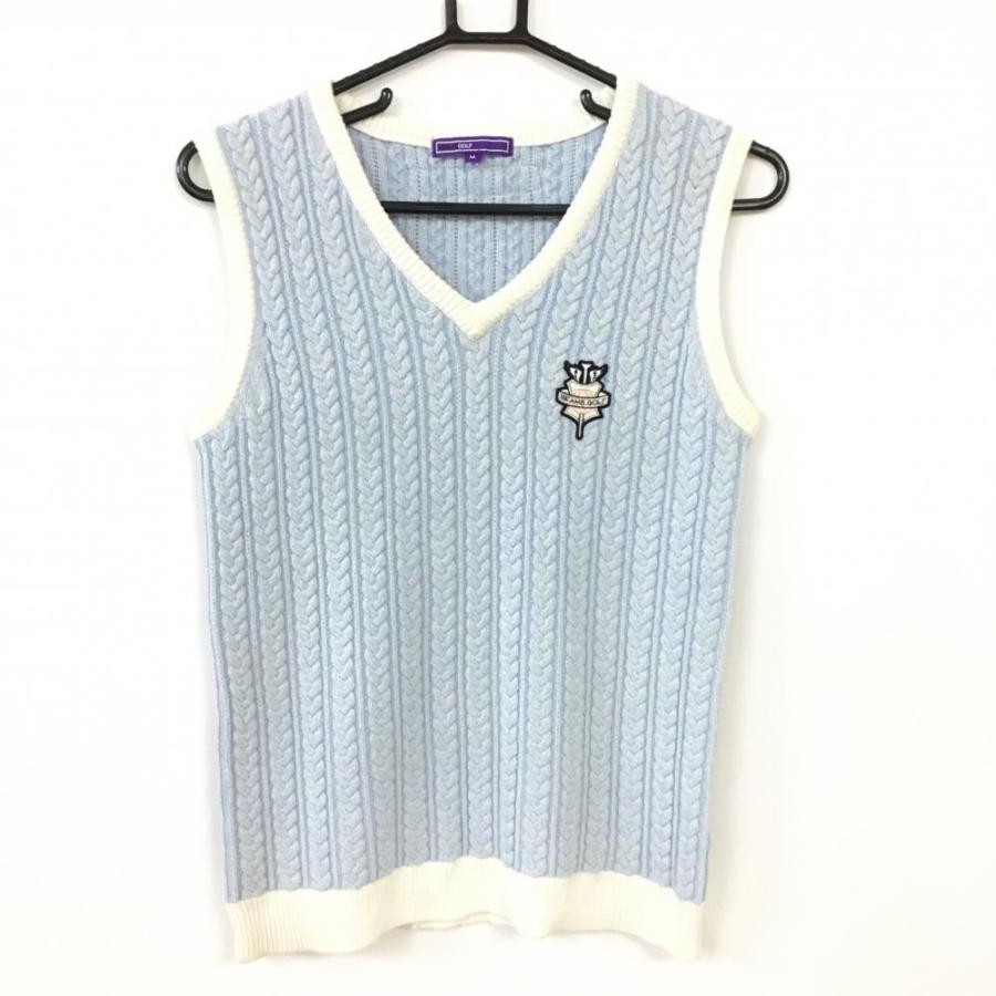 20%OFF価格／BEAMS GOLF ビームスゴルフ ニットベスト ライトブルー×白