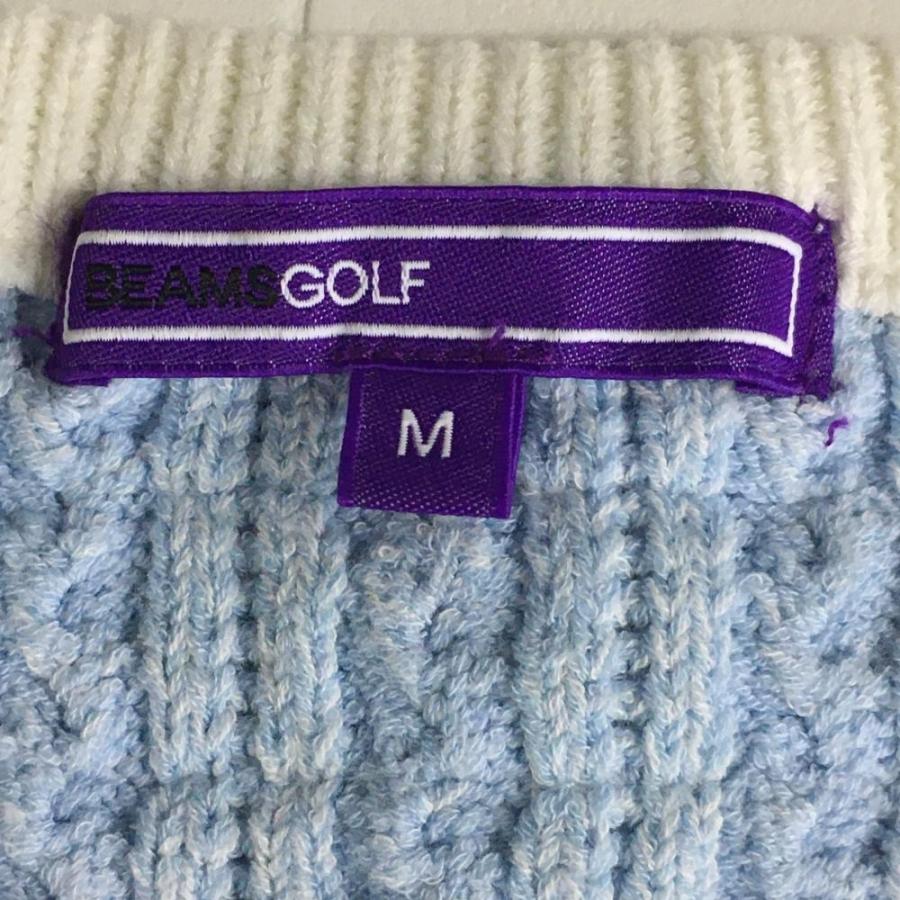 20%OFF価格／BEAMS GOLF ビームスゴルフ ニットベスト ライトブルー×白