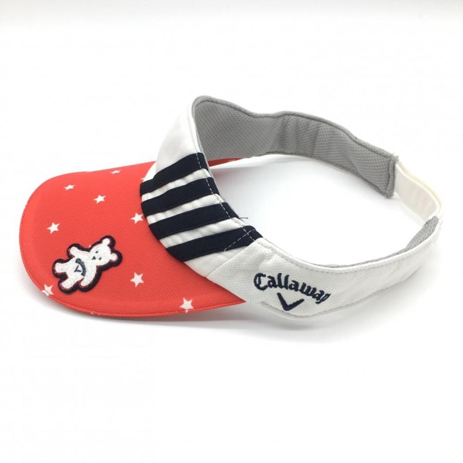 Callaway（キャロウェイ） サンバイザー 白×レッド ベア刺しゅう 星柄