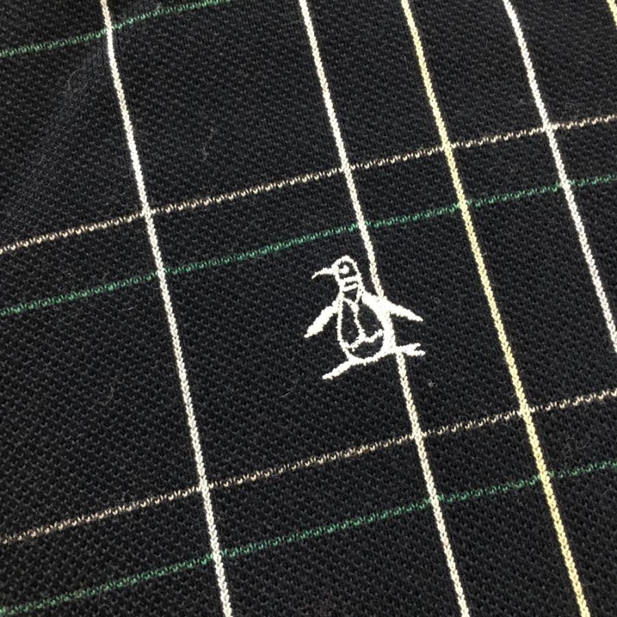 マンシングウェア 長袖ハイネックシャツ ネイビー×白 チェック柄