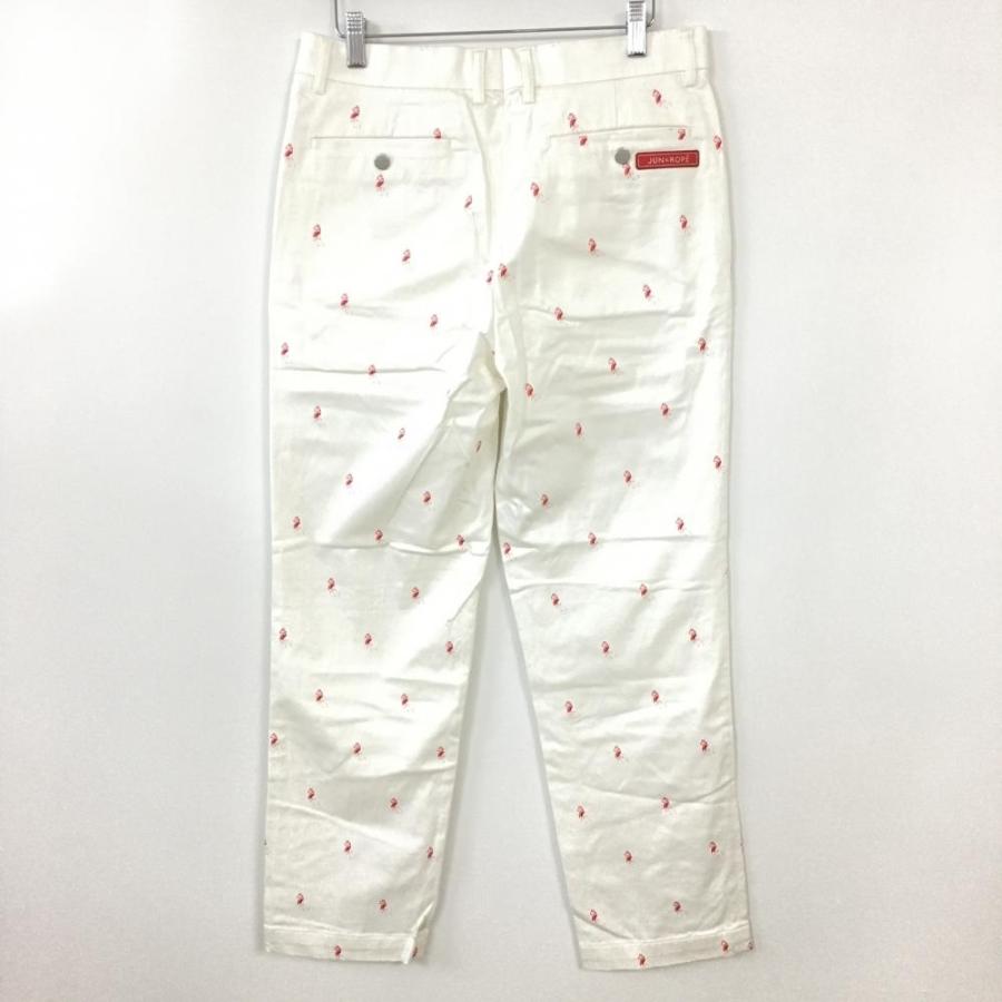 JUN&ROPE ゴルフパンツ白 50%OFF価格／JUN＆ROPE ジュンアンドロペ パンツ 白×レッド フラミンゴ