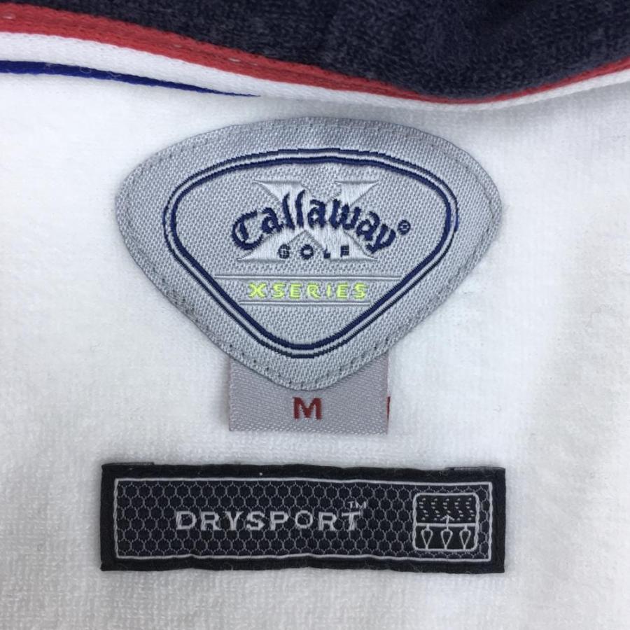 キャロウェイ 半袖フルジップパーカー 白×ネイビー パイル地 DRYSPORT 