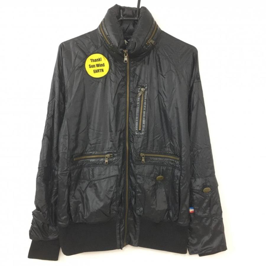 ルコック ナイロンブルゾン 黒 襟ダウン 2WAYフード収納可 レディース  