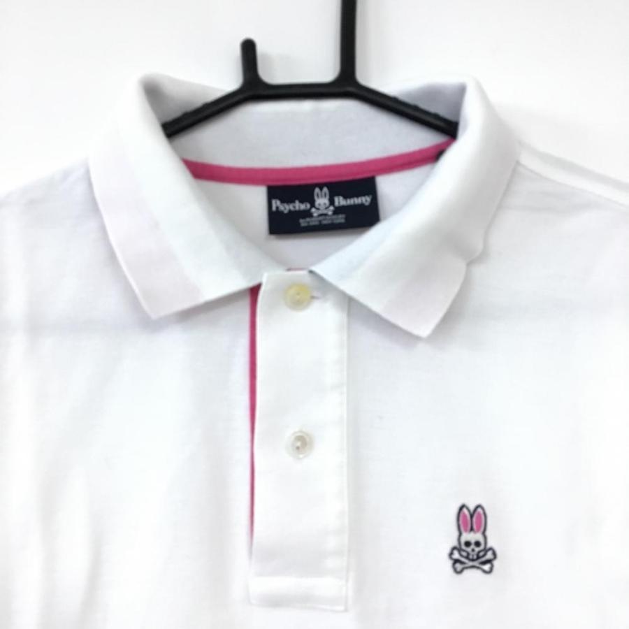 20%OFF価格／Psycho Bunny サイコバニー 半袖ポロシャツ 白×ピンク