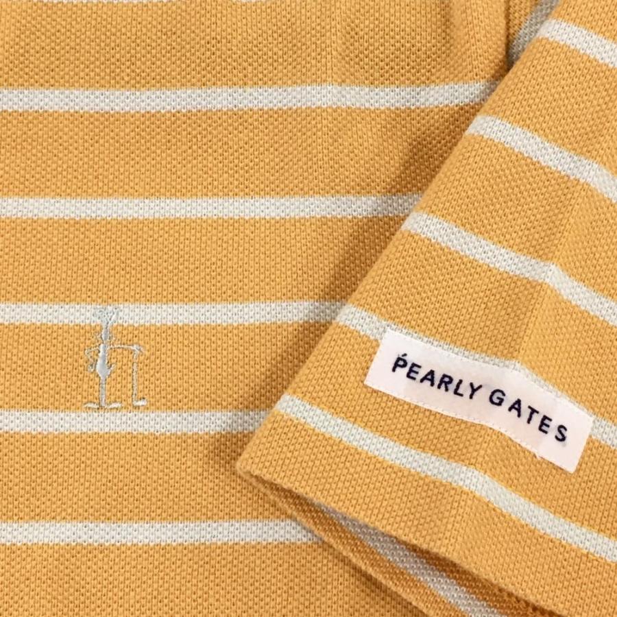 PEARLY GATES パーリーゲイツ 襟付き半袖シャツ オレンジ×白 PEARLY GATES パーリーゲイツ 襟付き半袖シャツ オレンジ×白