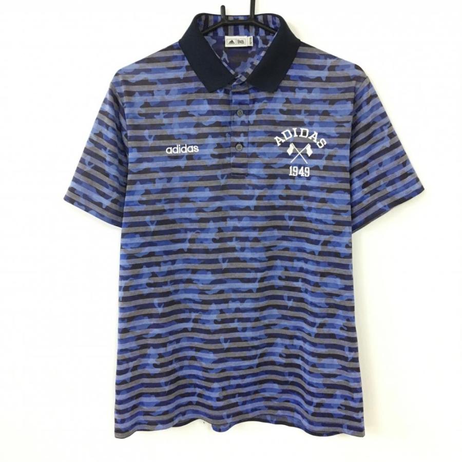 アディダス★カモフラ柄★薄手ストレッチ★ポロシャツ【メンズ サイズS】 40%OFF価格／adidas アディダス 半袖ポロシャツ ライトブルー×グレー