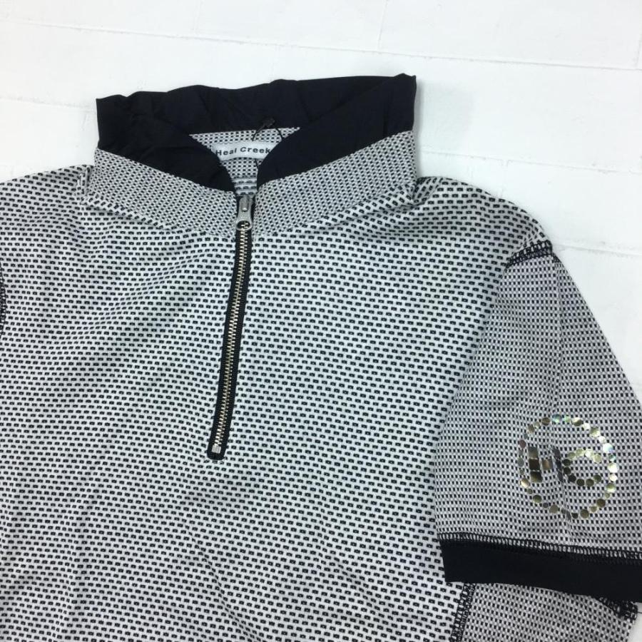 Heal Creek（ヒールクリーク） 半袖ハイネックシャツ 黒×白 総柄