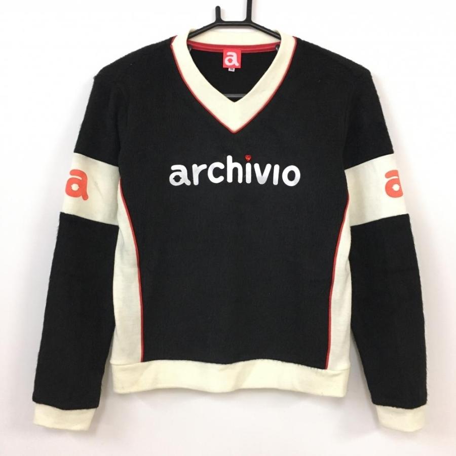 新品未使用　アルチビオ トレーナー archivio（アルチビオ） 切替トレーナー 黒×白 Vネック ボア×ニット