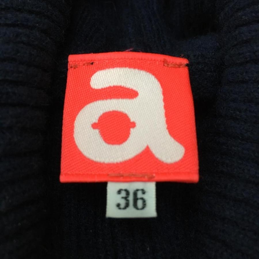 美品】archivio アルチビオ 長袖ニットセーター ネイビー×蛍光ピンク