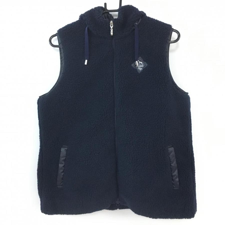 超美品】adabat アダバット ボアベスト ダークネイビー 蓄熱裏地