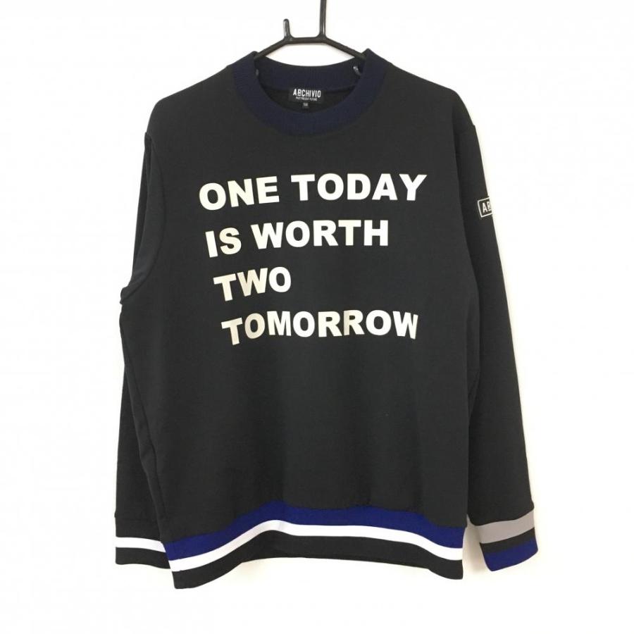 アルチビオ　プルオーバー トレーナー　サイズ50 美品】archivio アルチビオ プルオーバー 黒×ブルー ストレッチ