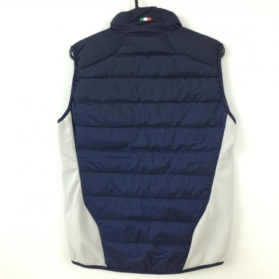 美品】Kappa カッパ ダウンベスト ネイビー×ライトブルー 異素材 ロゴ