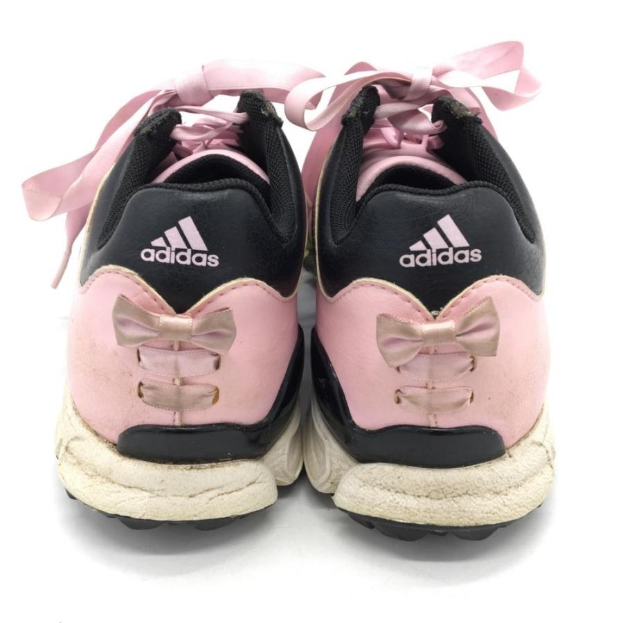 50%OFF価格／adidas アディダス ゴルフシューズ ピンク×黒 後ろリボン