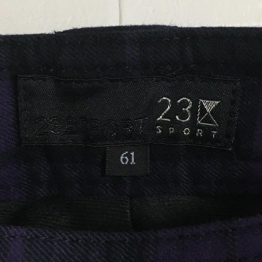 23区GOLF 23区スポーツ カーゴパンツ パープル×黒 チェック柄 裏微起毛