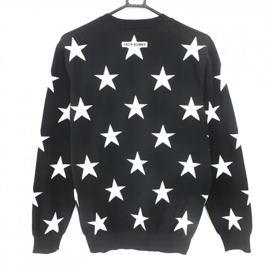 【新品】ジャックバニー セーター 黒×白 星総柄 コットン混 ニット セーター 新品】☆2021年☆Jack Bunny ジャックバニー セーター 黒×白 星柄 総柄