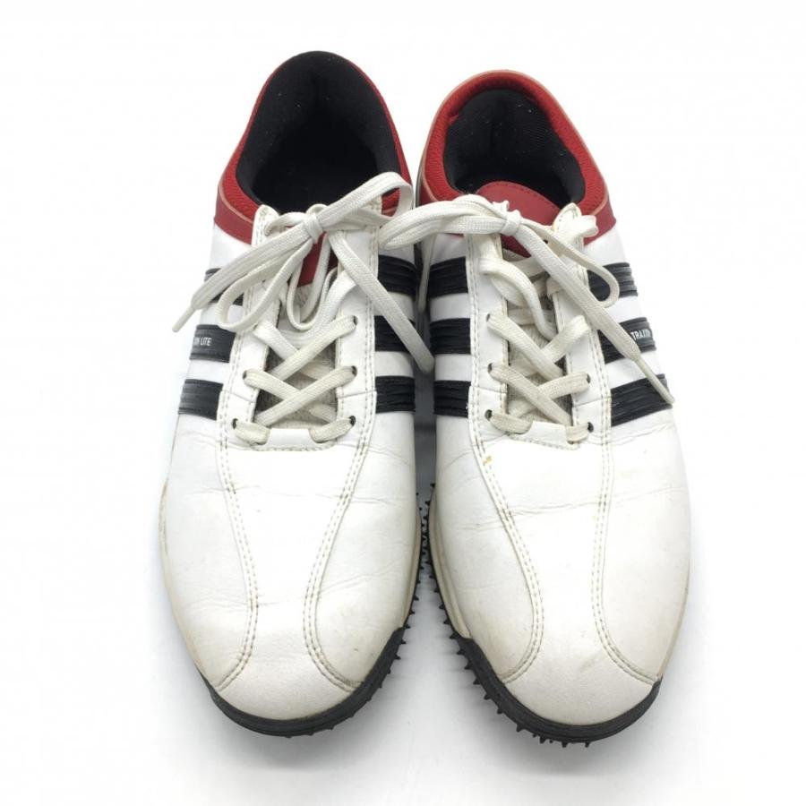 美品 ゴルフシューズ EVG 79 1003 オールレザー 30%OFF価格／adidas アディダス ゴルフシューズ 白×レッド EVG791003