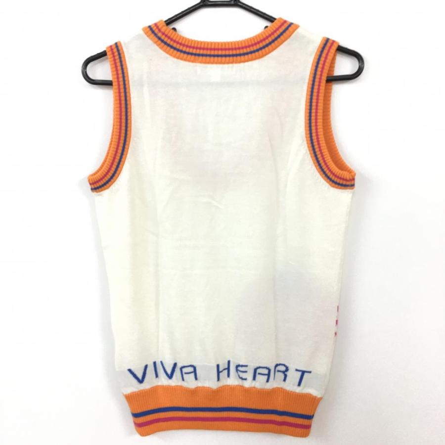 VIVA HEART（ビバハート） ニットベスト 白×オレンジ バックロゴ