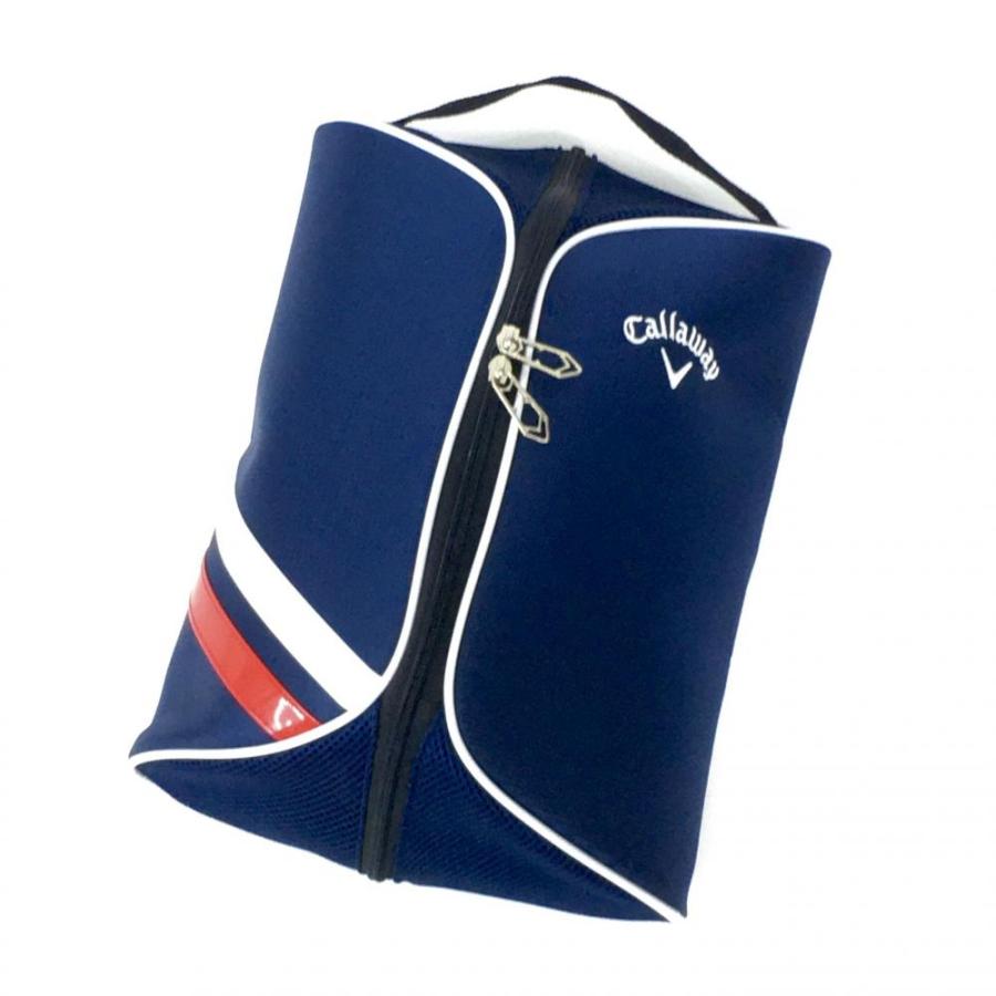 超美品)Callaway キャロウェイ シューズケース ネイビー×白 一部