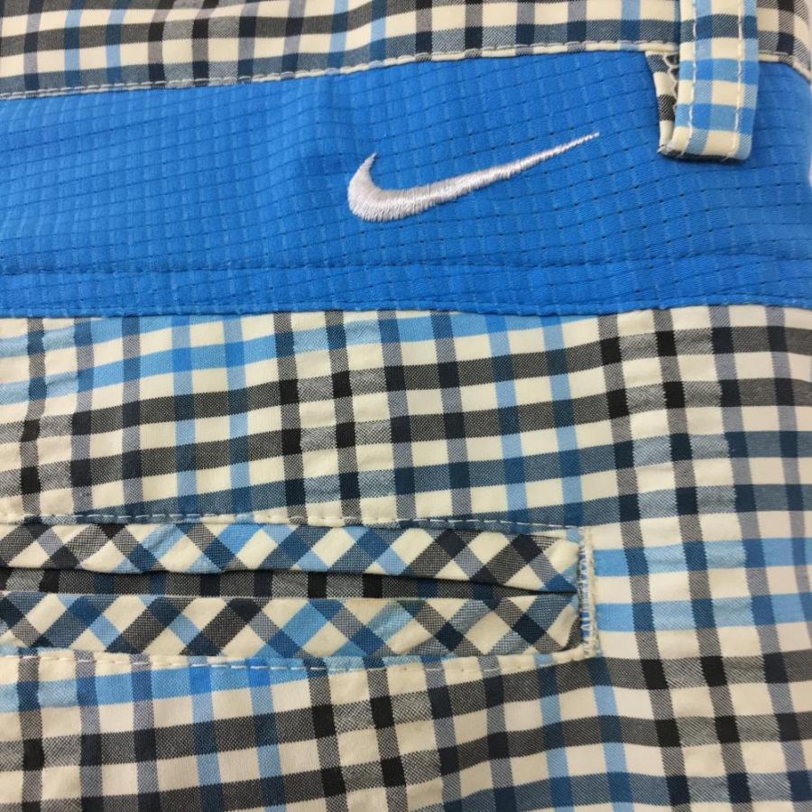 NIKE ナイキゴルフ ハーフパンツ ブルー×黒 チェック柄 総柄
