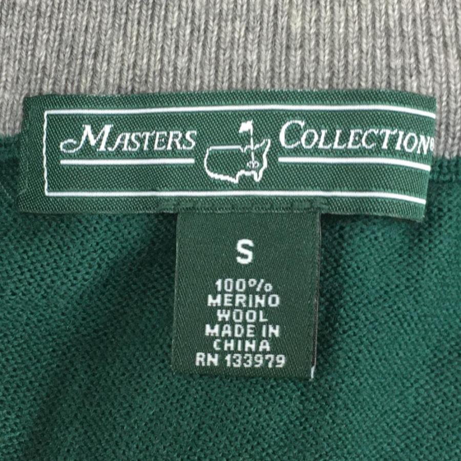 マスターズ ニットベスト グリーン ハーフジップ ウール100% メンズ S