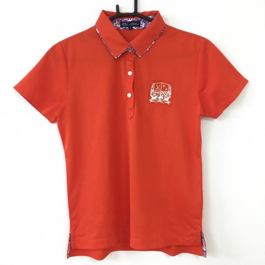 70%OFF価格／(超美品)23区 23区ゴルフ 半袖ポロシャツ レッド×ネイビー