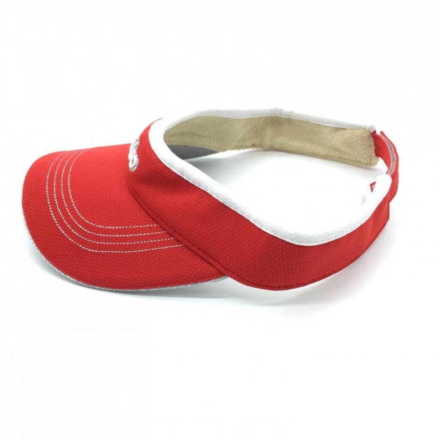 PARADISO パラディーゾ サンバイザー レッド×白 ロゴ刺しゅう