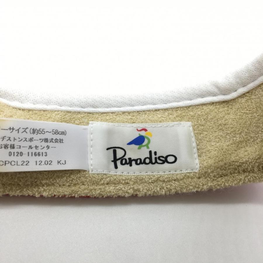 PARADISO パラディーゾ サンバイザー レッド×白 ロゴ刺しゅう