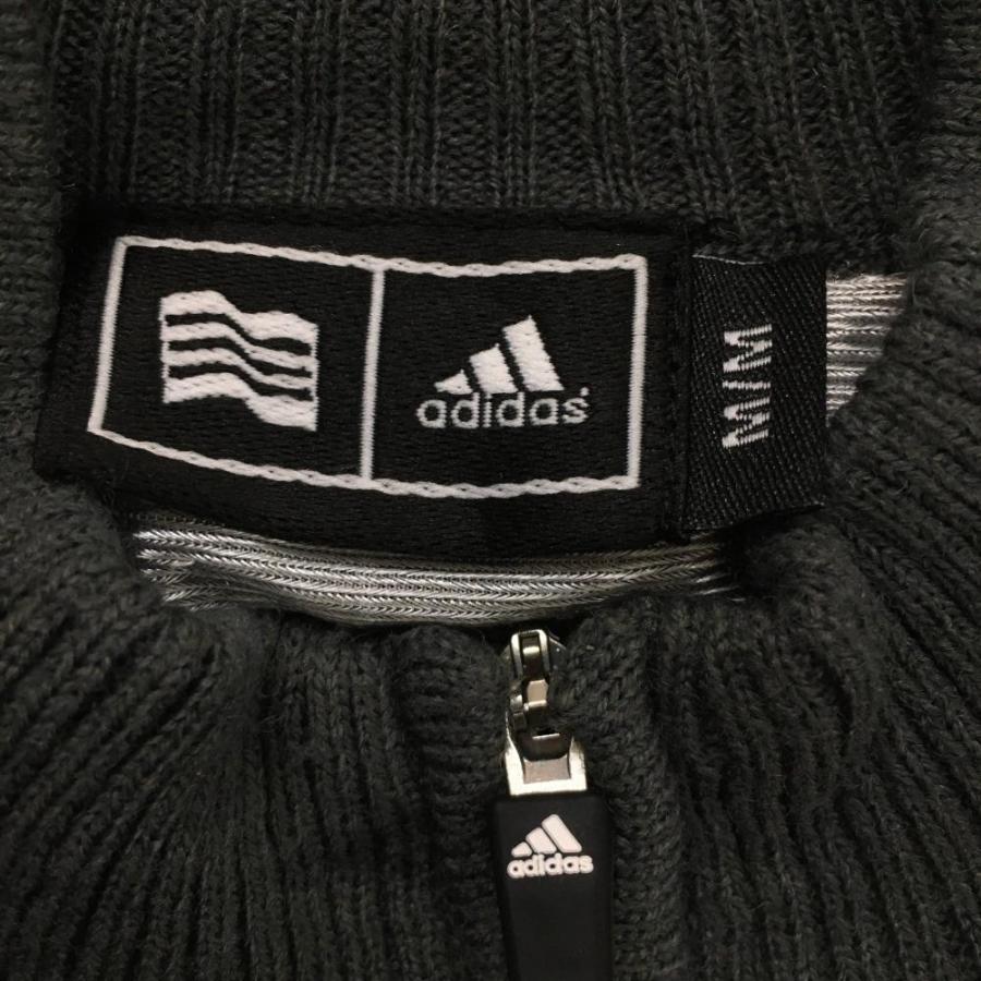 adidas（アディダス） ハイネックニットセーター グレー×ライト