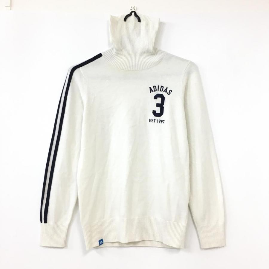 15%OFF価格／adidas アディダス タートルネックセーター 白×黒 ウール