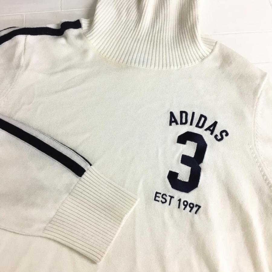 15%OFF価格／adidas アディダス タートルネックセーター 白×黒 ウール
