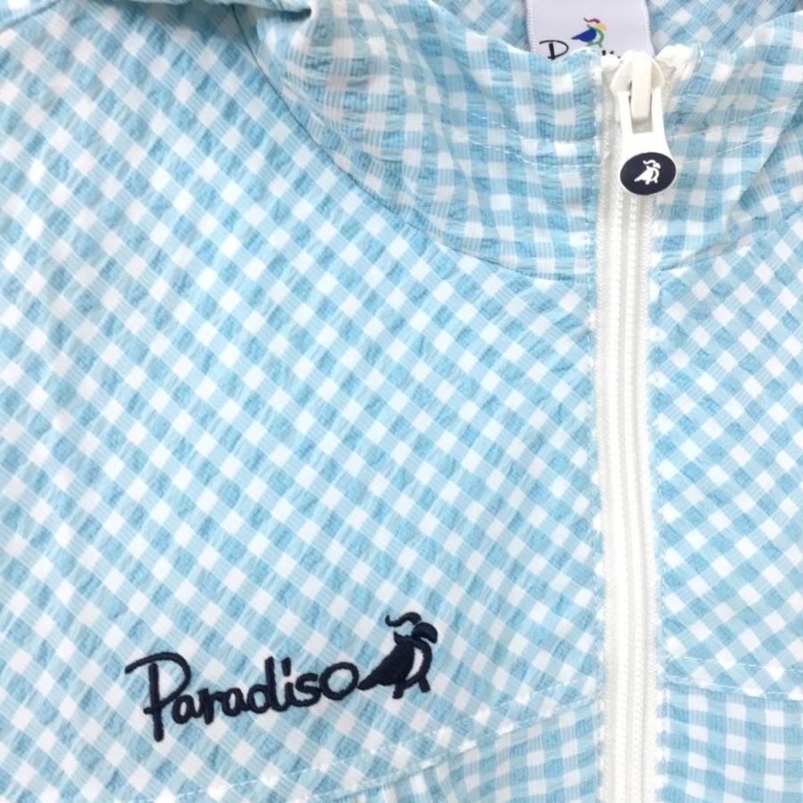 PARADISO パラディーゾ ジップパーカー ライトブルー×白 チェック柄