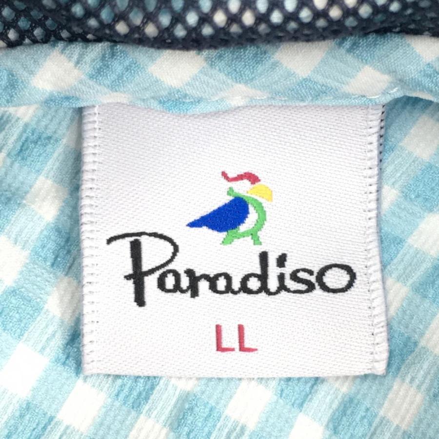 PARADISO パラディーゾ ジップパーカー ライトブルー×白 チェック柄 