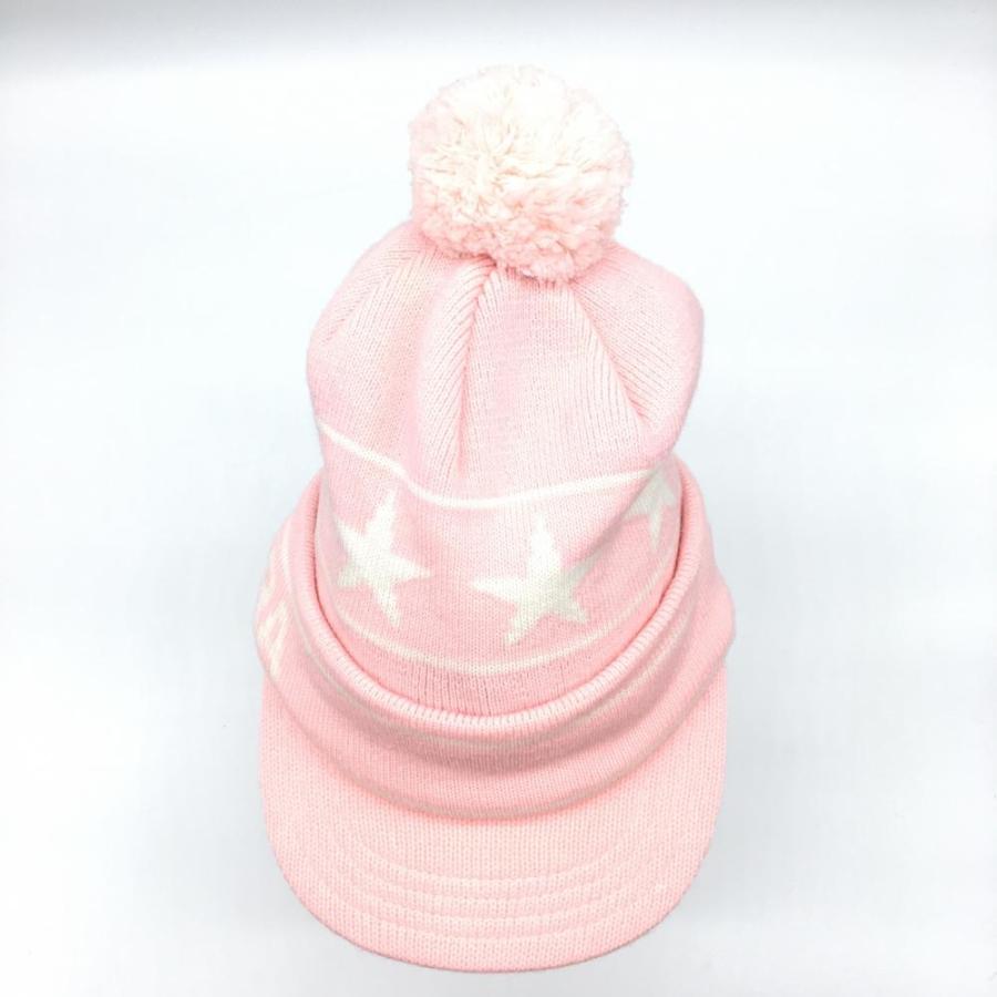 NEW ERA（ニューエラ） ニットキャップ ピンク×白 星柄 スター ウール
