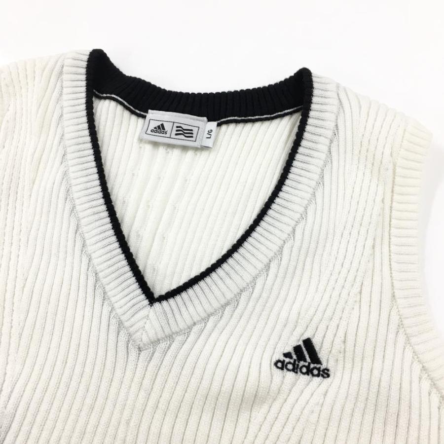 ヴィンテージadidas ベスト Vネック 白 ストライプ ヴィンテージadidas ベスト Vネック 白 ストライプ