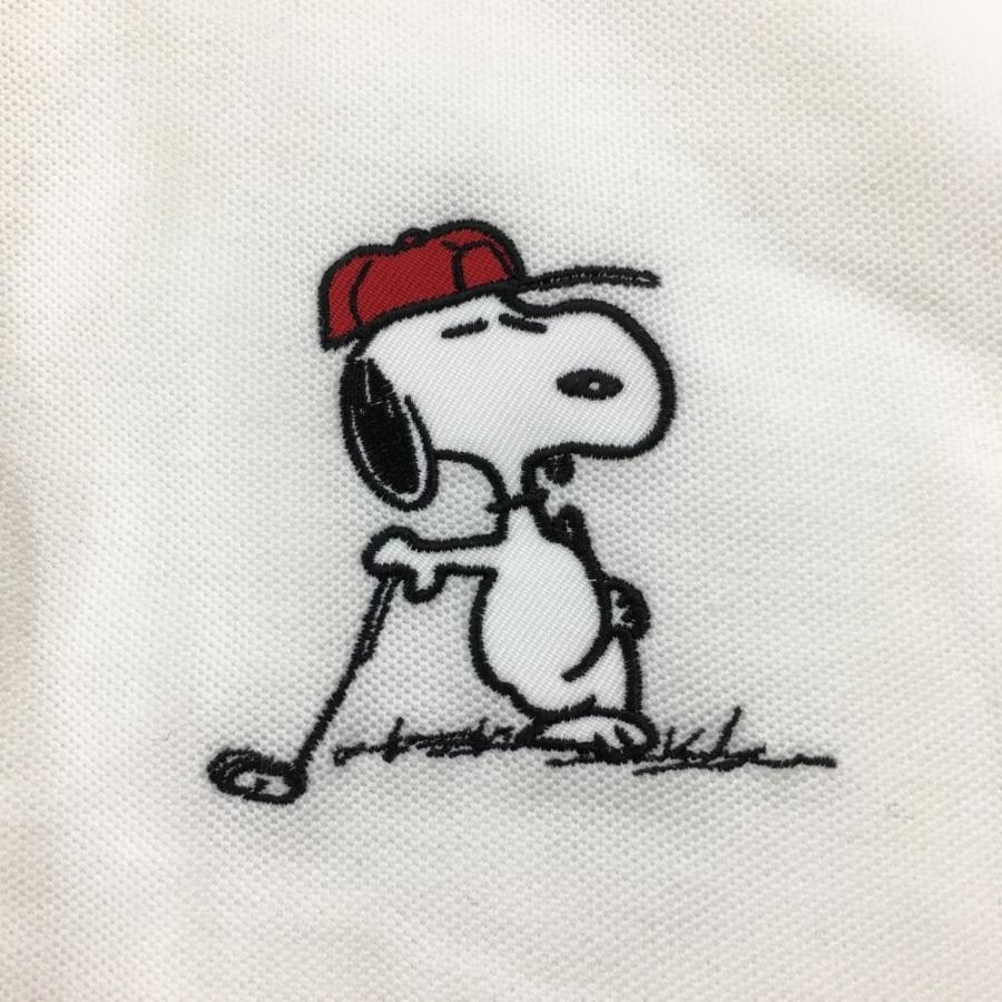 サイズ：M BEAMS GOLF ビームスゴルフ ×PEANUTS 半袖ポロシャツ スヌーピー  ホワイト系 [240101473565] ゴルフウェア レディース ストスト BEAMS（ビームス） ビームス×PEANUTS 半袖ポロシャツ 白 スヌーピー