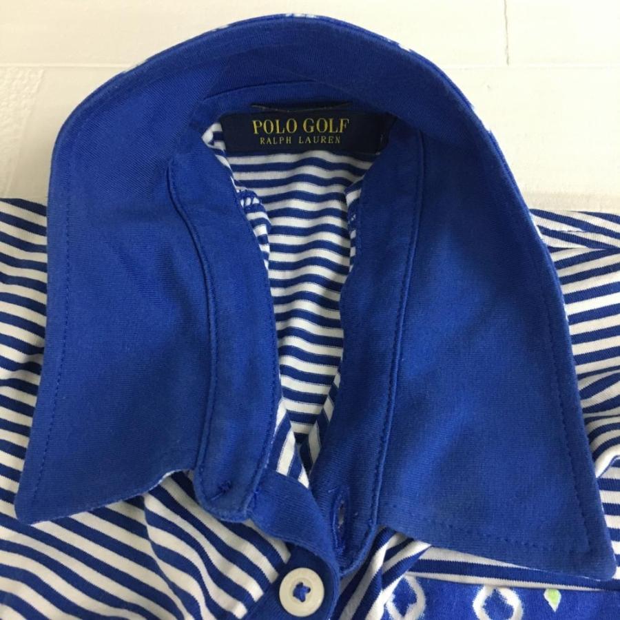 ラルフローレン　ポロゴルフ　ブルー ポロゴルフ ラルフローレン 半袖ポロシャツ ブルー×白 ボーダー