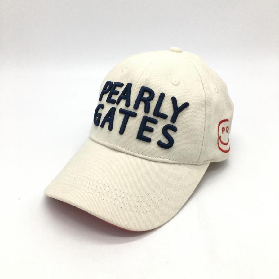 美品)PEARLY GATES パーリーゲイツ キャップ ベージュ×ネイビー 立体