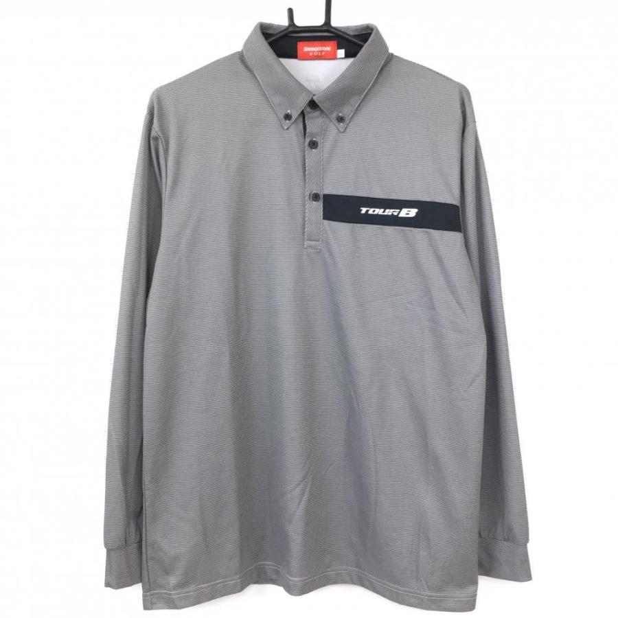 BRIDGESTONE GOLF ブリヂストンゴルフ TOURB 長袖ポロシャツ グレー×黒