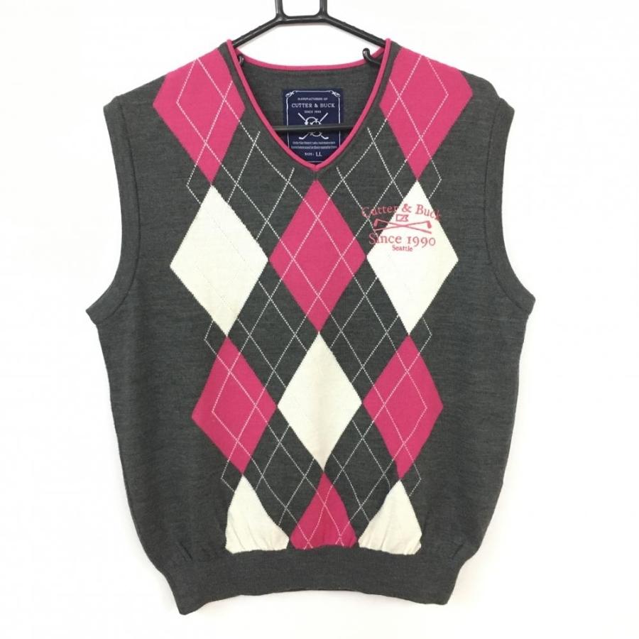 超美品 Cutter Buck カッターアンドバック ニットベスト グレー ピンク 前アーガイル柄 ウール50 Vネック メンズ Ll ゴルフウェア 1 レオナード 通販 Yahoo ショッピング